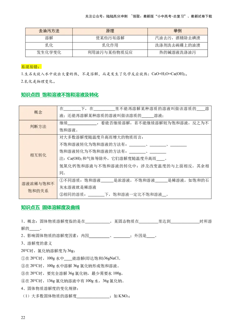 主题二物质的性质和应用Ⅱ&mdash;&mdash;水和溶液（讲练）（原卷版）_02中考总复习（2026版更新中）_05-化学-中考总复习_2025年中考复习资料_2025中考二轮课件ppt+讲义+练习化学_讲义+练习