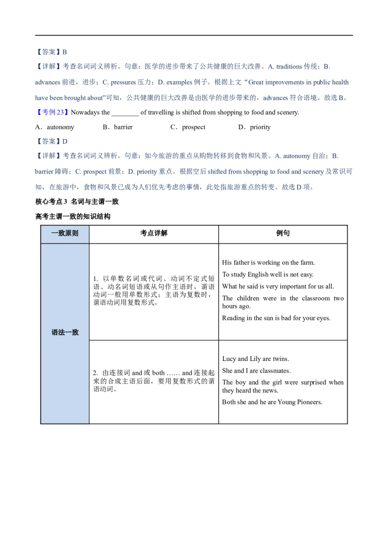03.名词与主谓一致-高频考点解密2023年高考英语二轮复习讲义+分层训练（全国通用）_3.2025英语总复习_赠品通用版（老高考）复习资料_二轮复习