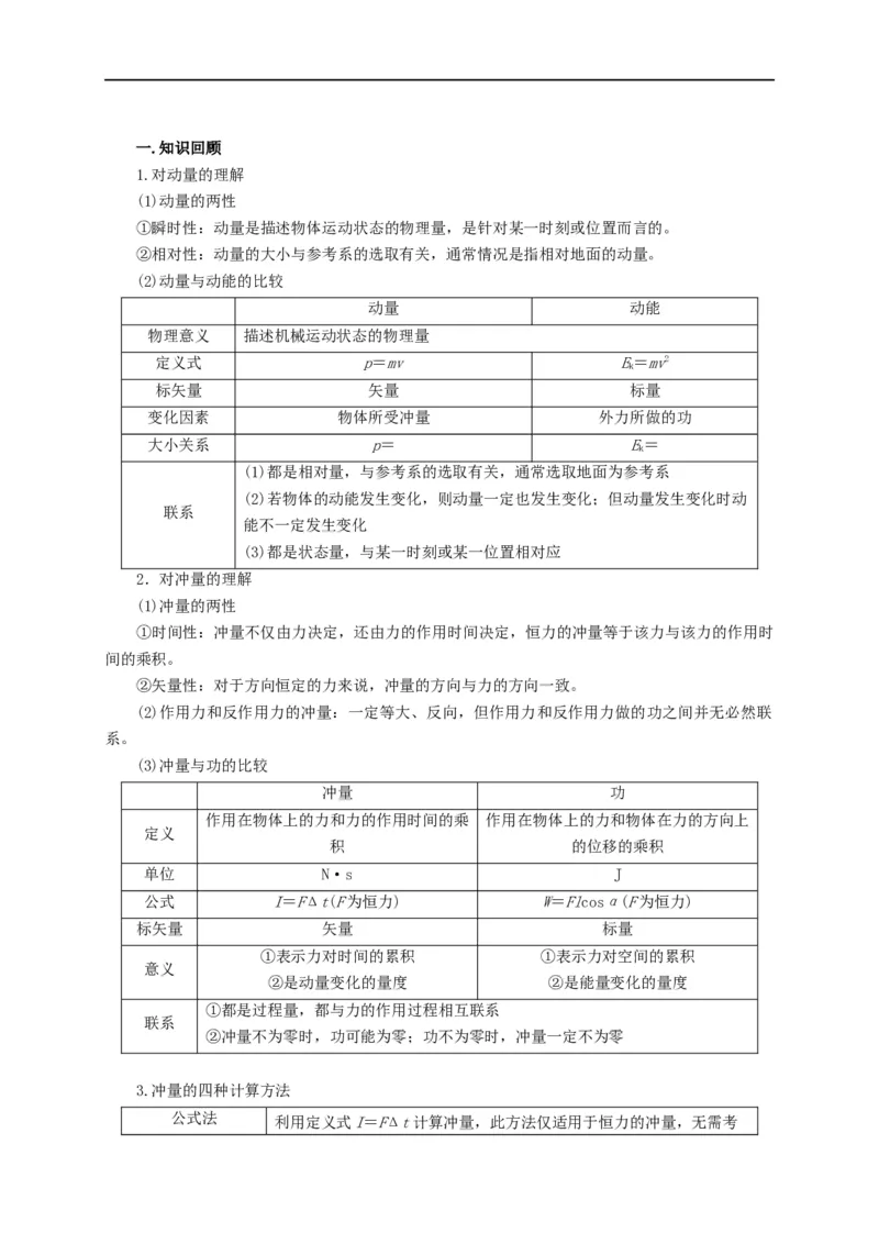 第40讲动量与动能、冲量与功的区别及冲量的四种计算方法（原卷版）_4.2025物理总复习_2023年新高复习资料_专项复习_2023届高三物理高考复习101微专题模型精讲精练