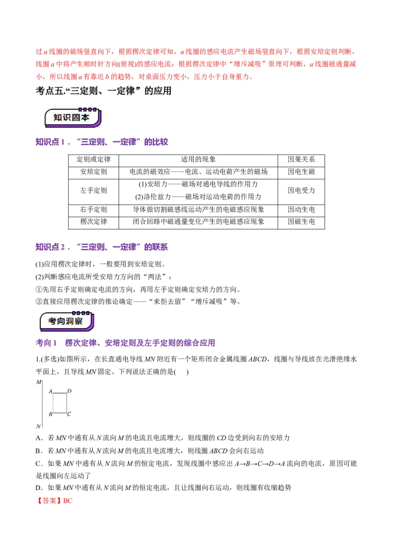 第52讲三定则、一定律的综合应用（讲义）（解析版）_4.2025物理总复习_2025年新高考资料_一轮复习_2025年高考物理一轮复习讲练测（新教材新高考）