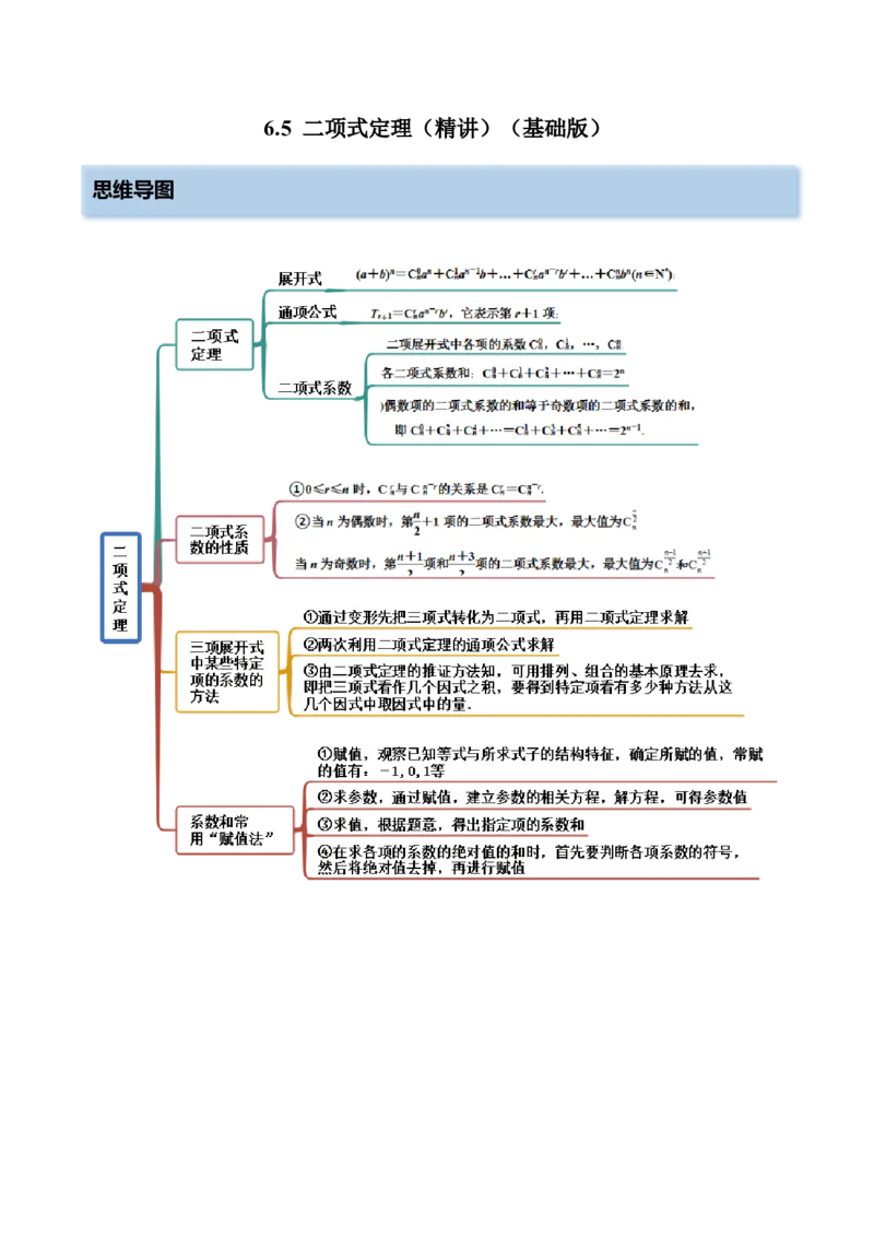 6.5二项式定理（精讲）（基础版）（解析版）_2.2025数学总复习_2023年新高考资料_一轮复习_2023年高考数学一轮复习（基础版）（新高考地区专用）