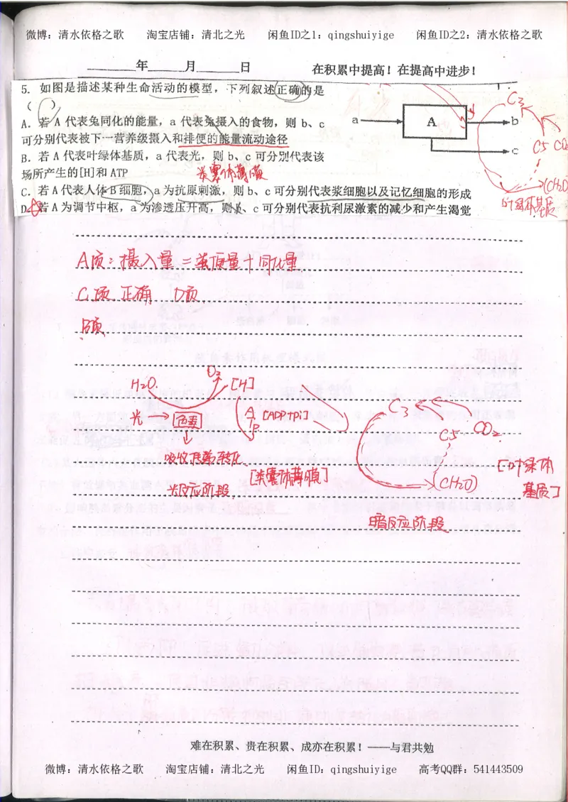 3.衡水中学高考积累与改错_高二生物（第1本）_138页_高中衡水学霸笔记_高中全部赠品_错题集高中九科_生物积累与改错