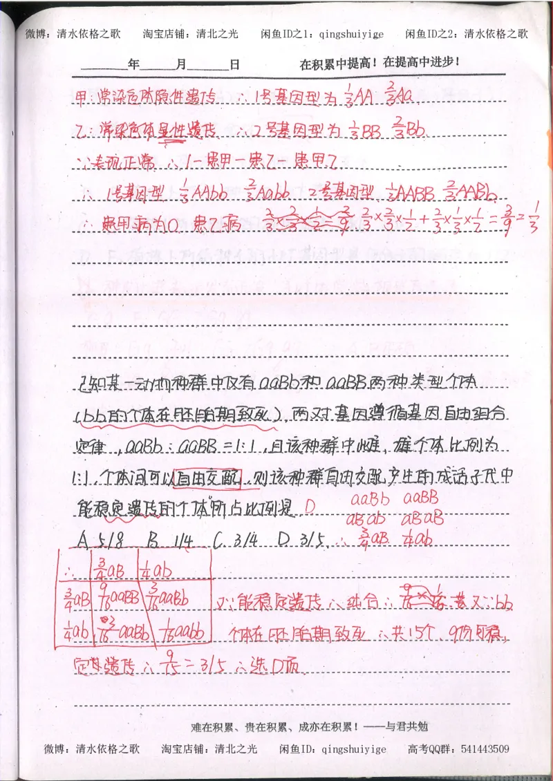 3.衡水中学高考积累与改错_高二生物（第1本）_138页_高中衡水学霸笔记_高中全部赠品_错题集高中九科_生物积累与改错