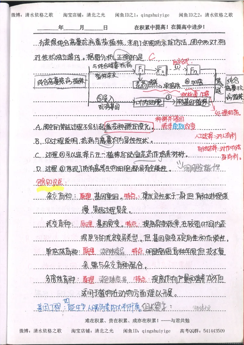 3.衡水中学高考积累与改错_高二生物（第1本）_138页_高中衡水学霸笔记_高中全部赠品_错题集高中九科_生物积累与改错