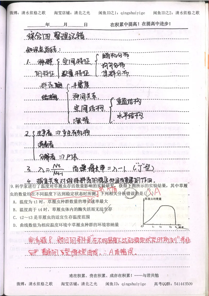 3.衡水中学高考积累与改错_高二生物（第1本）_138页_高中衡水学霸笔记_高中全部赠品_错题集高中九科_生物积累与改错