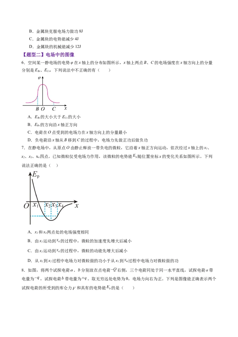 第35讲电场中的功能关系及图像问题（练习）（原卷版）_4.2025物理总复习_2025年新高考资料_一轮复习_2025年高考物理一轮复习讲练测（新教材新高考）