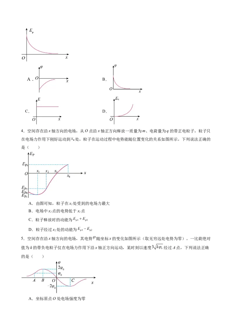 第35讲电场中的功能关系及图像问题（练习）（原卷版）_4.2025物理总复习_2025年新高考资料_一轮复习_2025年高考物理一轮复习讲练测（新教材新高考）