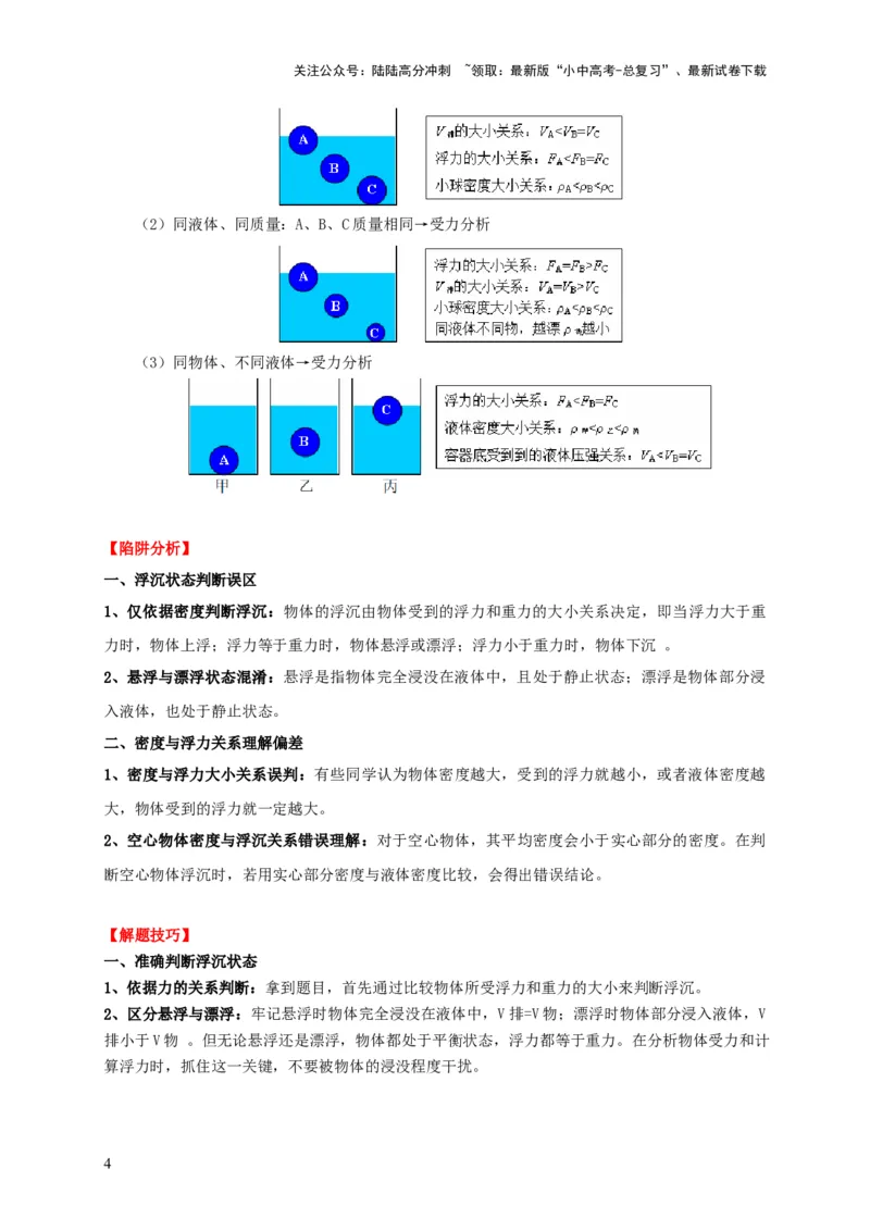 易错点09会分析物体在水中的浮沉问题（5陷阱点7题型）（原卷版）_02中考总复习（2026版更新中）_04-物理-中考总复习_2025年中考复习资料_2025年中考物理考试易错题（全国通用）