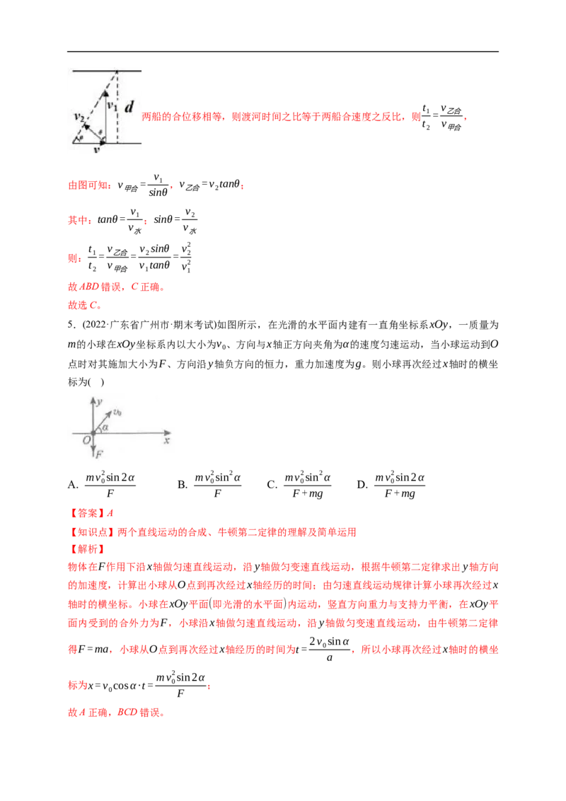 第01练　曲线运动　运动的合成与分解（解析版）_4.2025物理总复习_2023年新高复习资料_一轮复习_2023年高考物理一轮复习小题多维练（新高考专用）_第四章　曲线运动_第01练