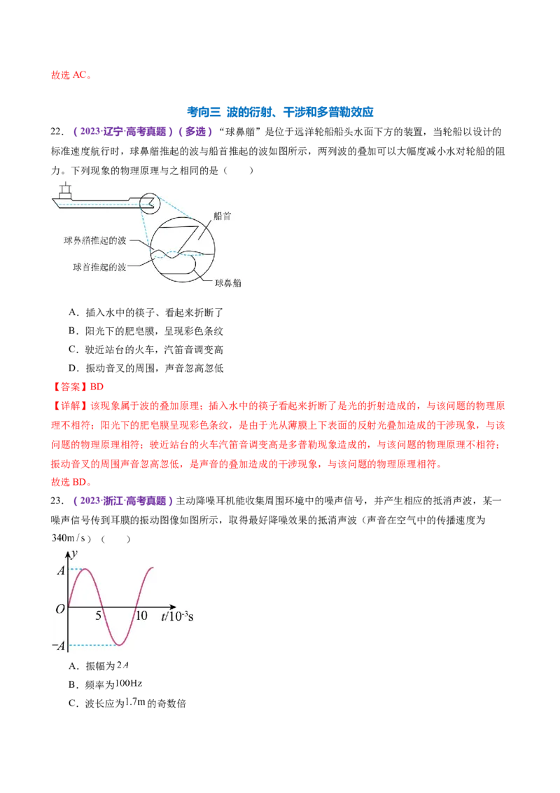 专题15机械振动与机械波（练习）（解析版）_4.2025物理总复习_2024年新高考资料_2.2024二轮复习_2024年高考物理二轮复习讲练测（新教材新高考）