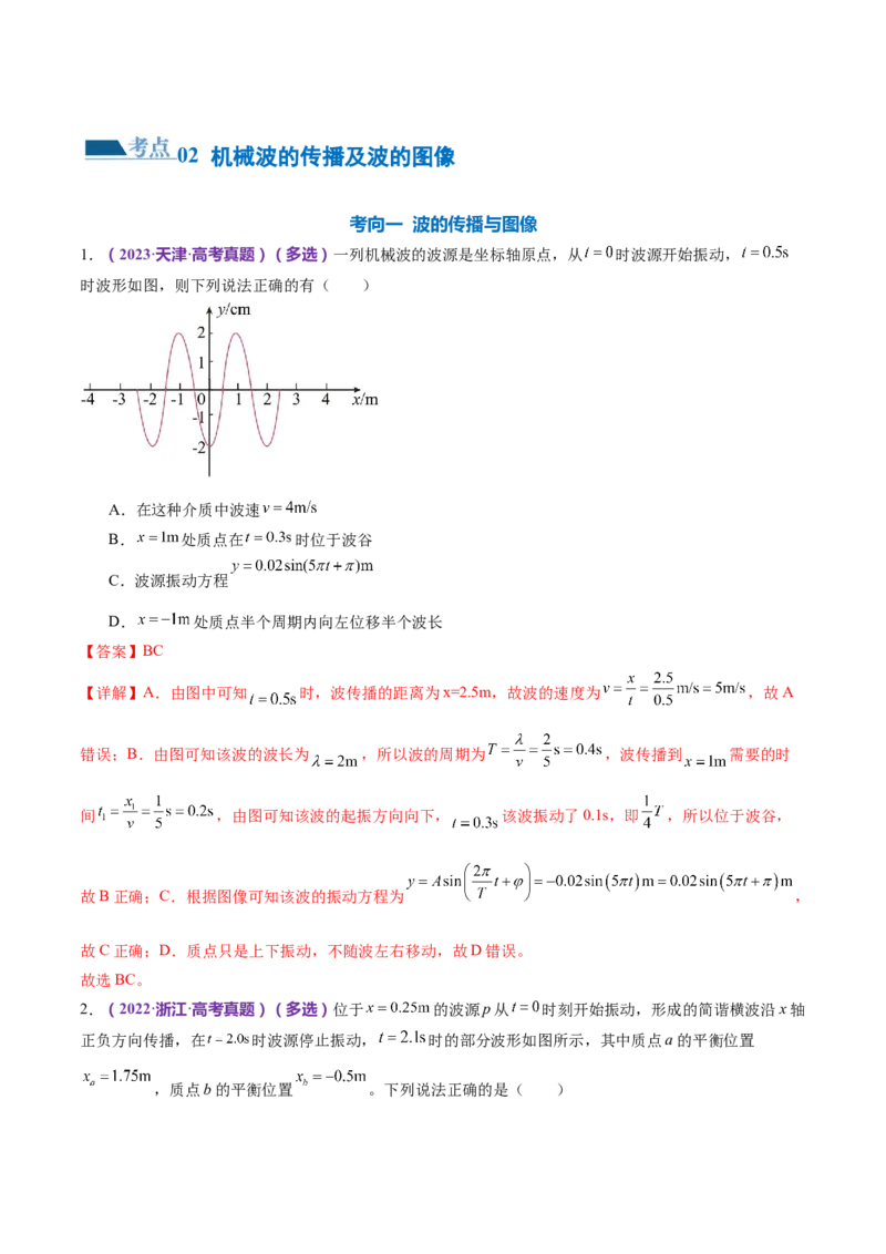 专题15机械振动与机械波（练习）（解析版）_4.2025物理总复习_2024年新高考资料_2.2024二轮复习_2024年高考物理二轮复习讲练测（新教材新高考）