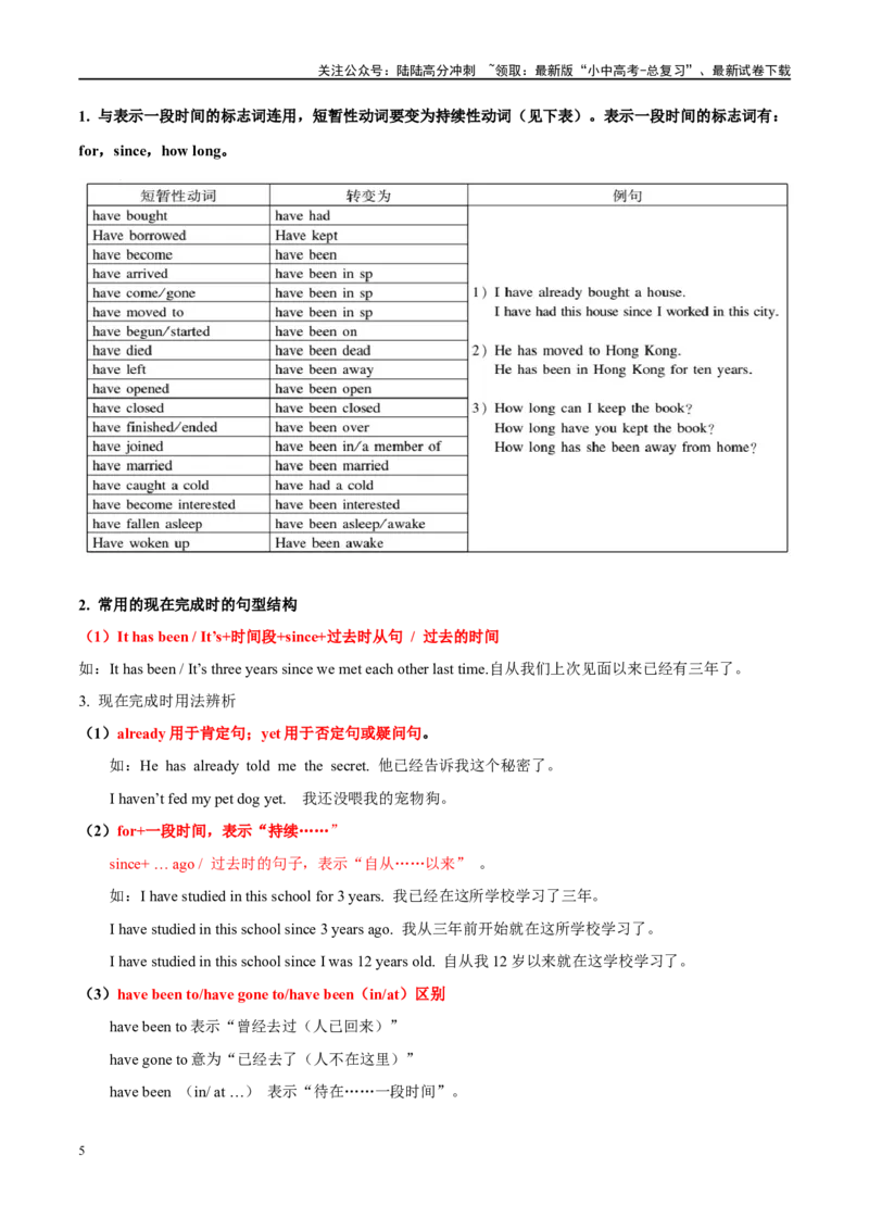 易错点05动词的时态（一般将来时、过去进行时和现在完成时）（学生版）_02中考总复习（2026版更新中）_03-英语-中考总复习_2024年中考复习资料_专项复习资料