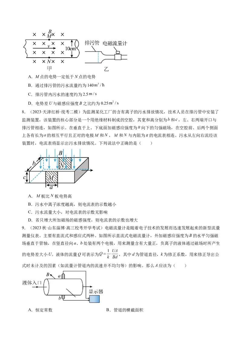 第52讲洛伦兹力与现代科技（练习）（原卷版）_4.2025物理总复习_2024年新高考资料_1.2024一轮复习_2024年高考物理一轮复习讲练测（新教材新高考）_第52讲洛伦兹力与现代科技（练习）