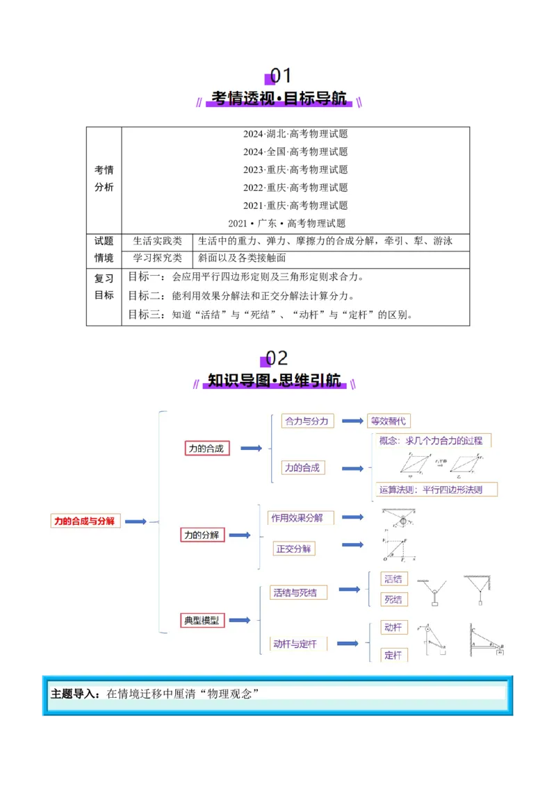 第06讲力的合成与分解（讲义）（原卷版）_4.2025物理总复习_2025年新高考资料_一轮复习_2025年高考物理一轮复习讲练测（新教材新高考）