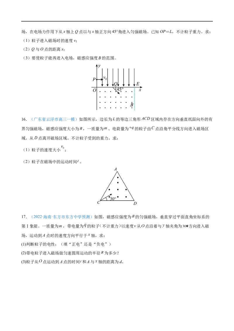 专题24磁场对运动电荷(带电体)的作用&mdash;&mdash;全攻略备战2023年高考物理一轮重难点复习（原卷版）_4.2025物理总复习_2023年新高复习资料_一轮复习