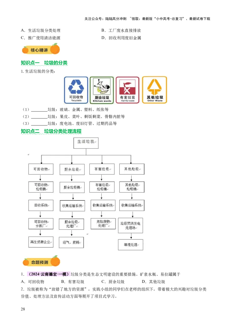 主题六跨学科实践活动（讲练）（原卷版）_02中考总复习（2026版更新中）_05-化学-中考总复习_2025年中考复习资料_2025中考二轮课件ppt+讲义+练习化学_讲义+练习