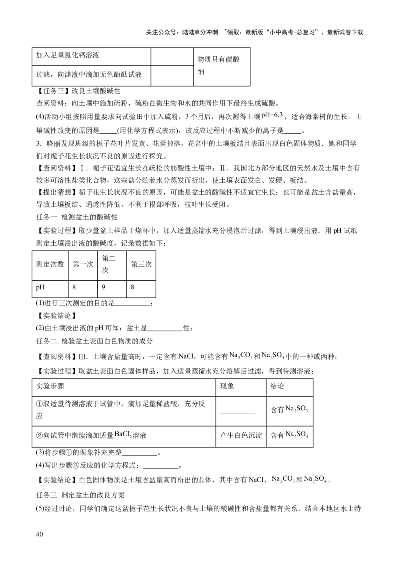 主题六跨学科实践活动（讲练）（原卷版）_02中考总复习（2026版更新中）_05-化学-中考总复习_2025年中考复习资料_2025中考二轮课件ppt+讲义+练习化学_讲义+练习