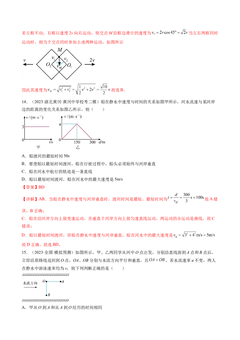 第16讲曲线运动运动的合成与分解（练习）（解析版）_4.2025物理总复习_2024年新高考资料_1.2024一轮复习_2024年高考物理一轮复习讲练测（新教材新高考）