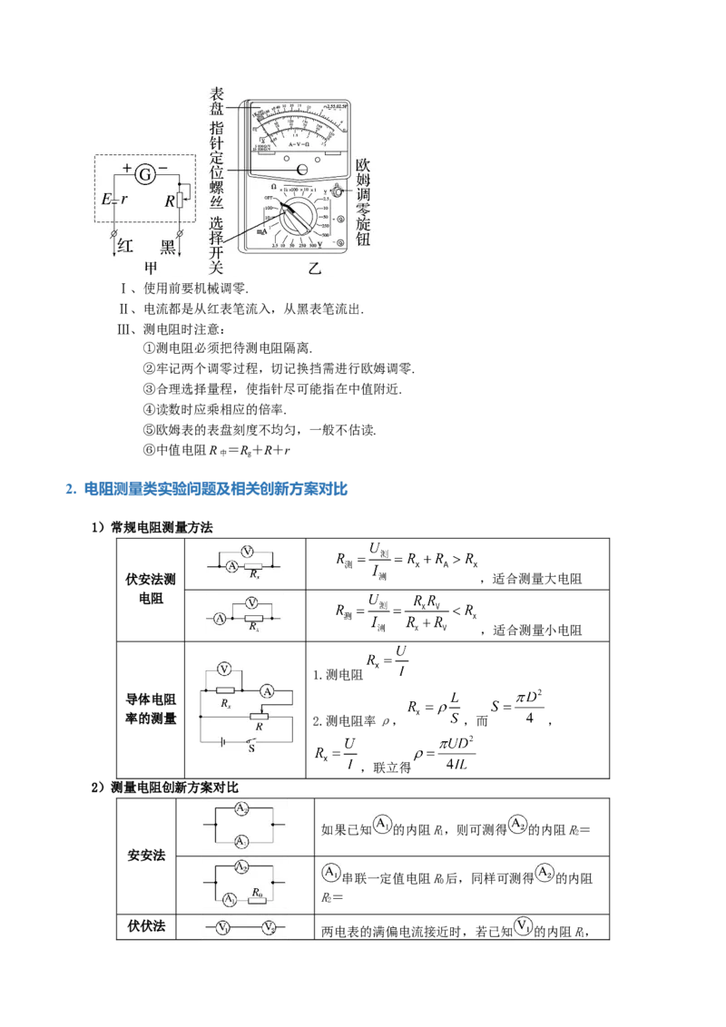 专题20电学实验（讲义）（原卷版）_4.2025物理总复习_2024年新高考资料_2.2024二轮复习_2024年高考物理二轮复习讲练测（新教材新高考）