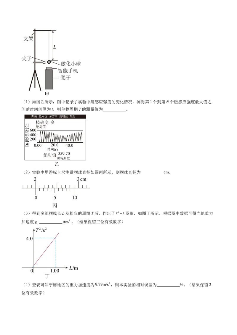 第36讲用单摆测量重力加速度的大小（练习）（解析版）_4.2025物理总复习_2024年新高考资料_1.2024一轮复习_2024年高考物理一轮复习讲练测（新教材新高考）