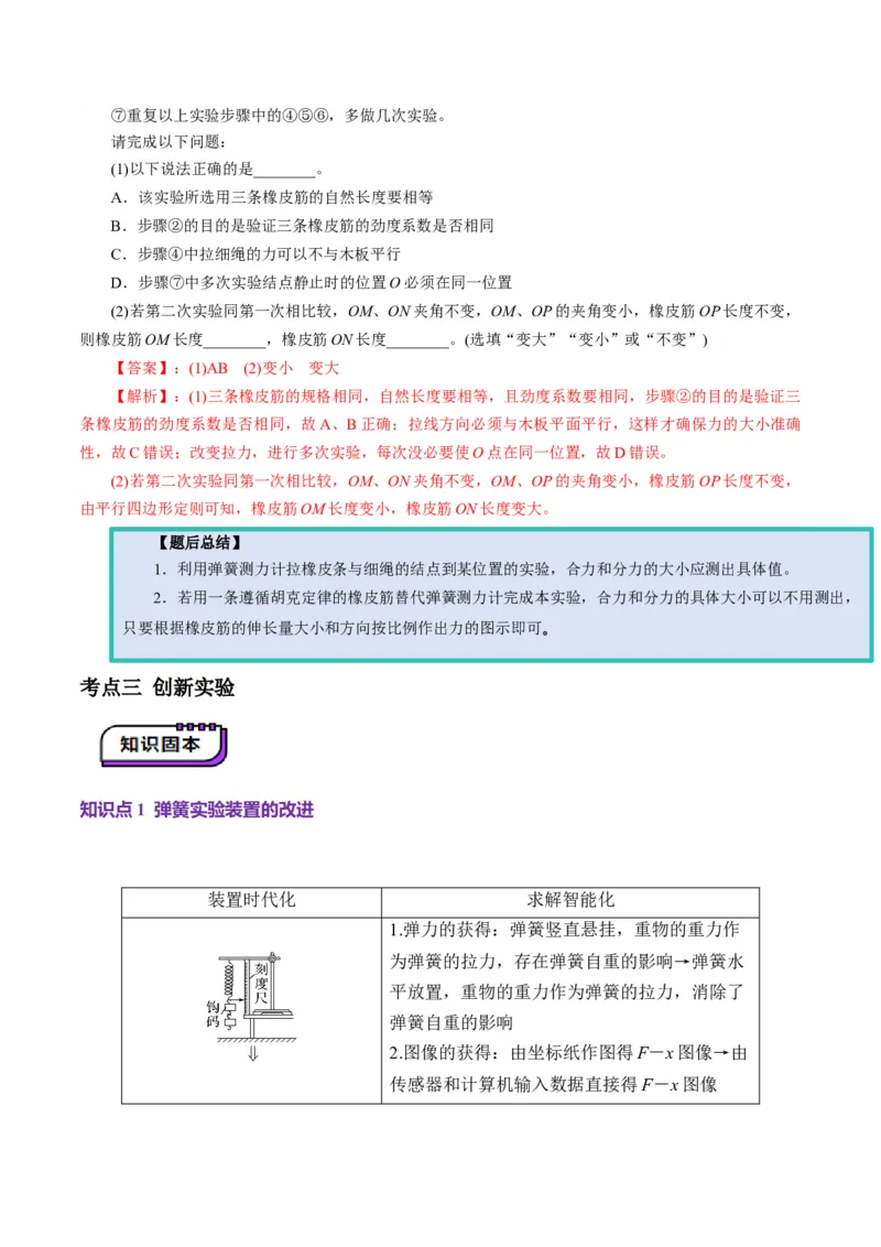 第08讲实验：探究弹簧弹力与形变量的关系、实验：探究两个互成角度的力的合成规律（讲义）（解析版）_4.2025物理总复习_2025年新高考资料_一轮复习