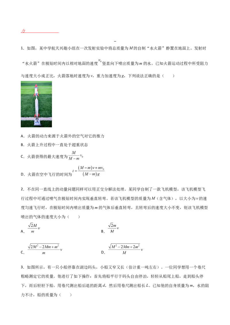 第29讲反冲和碰撞-2024届高中物理一轮复习提升素养导学案（全国通用）原卷版_4.2025物理总复习_2024年新高考资料_1.2024一轮复习_2024届高中物理一轮复习提升素养导学案（全国通用）