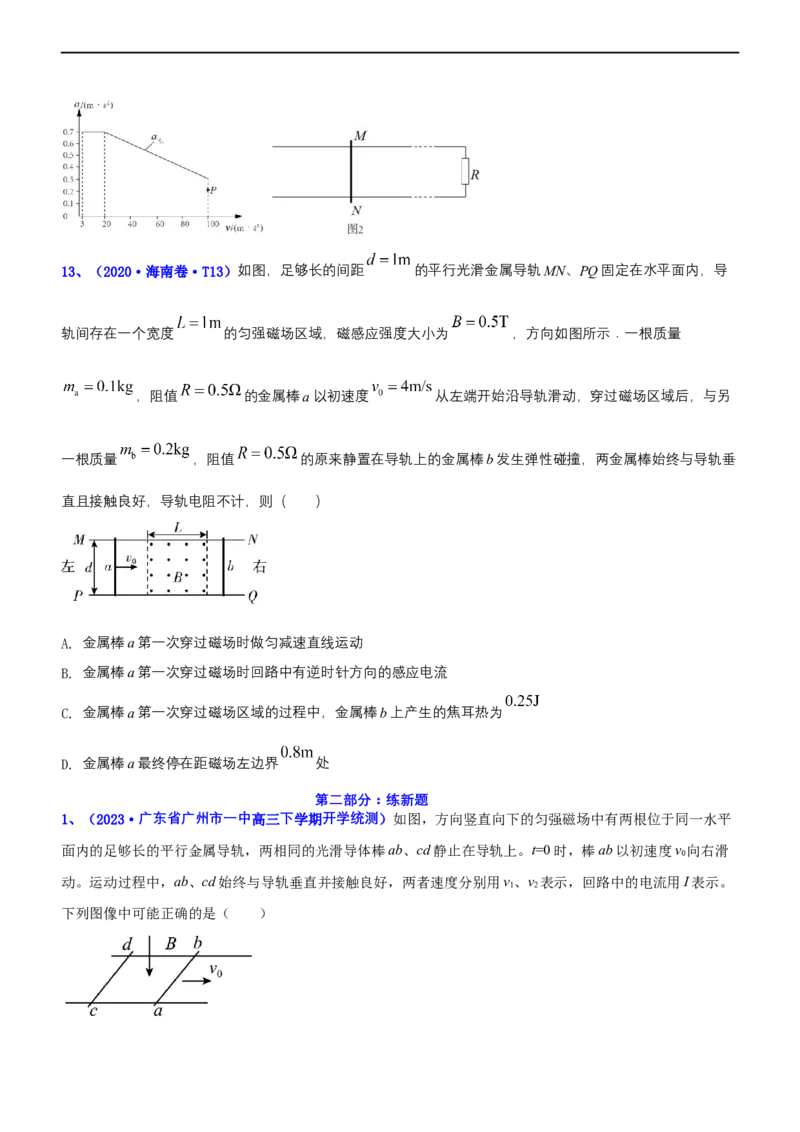 专题4.2电磁感应（练）-2023年高考物理二轮复习讲练测（新高考专用）（原卷版）_4.2025物理总复习_2023年新高复习资料_二轮复习_2023年高考物理二轮复习讲练测（新高考专用）
