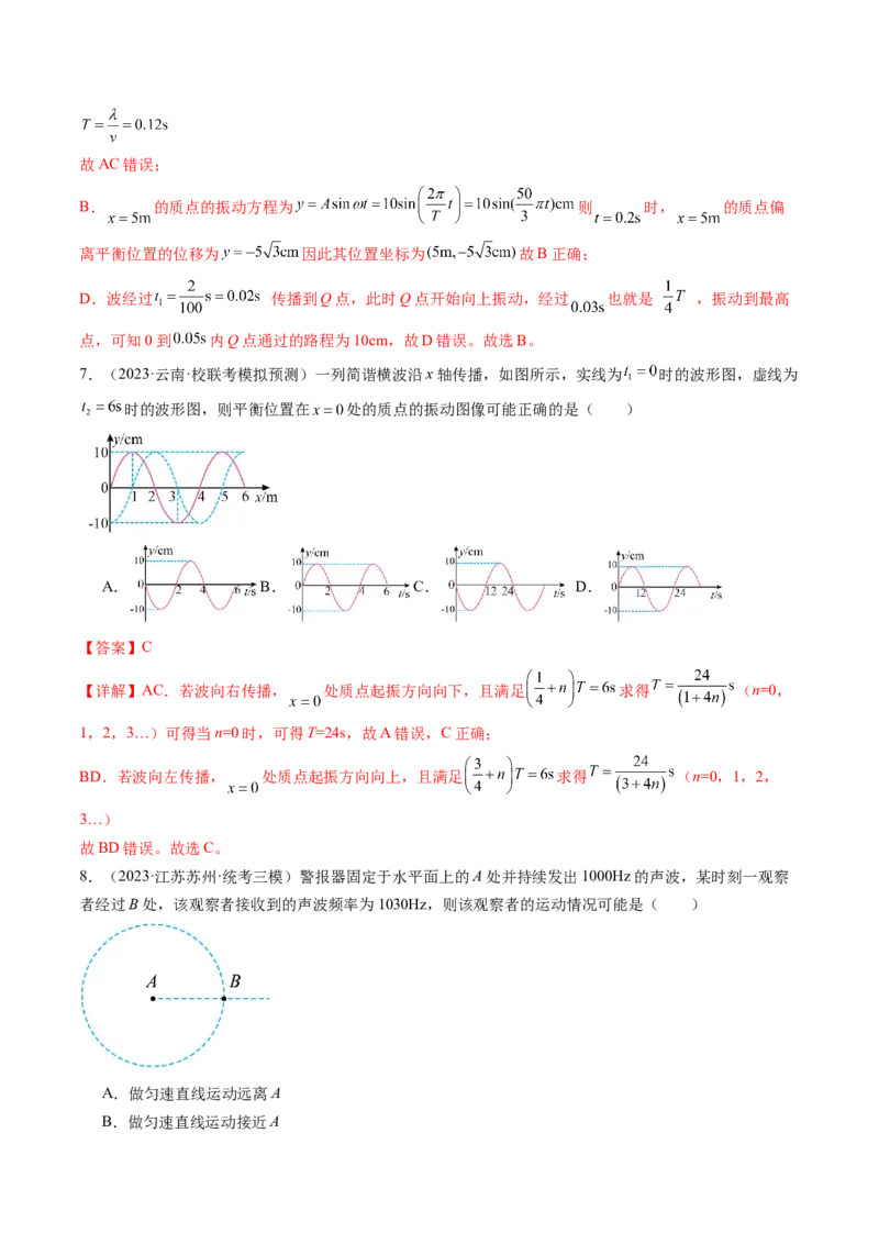 第35讲机械波（练习）（解析版）_4.2025物理总复习_2024年新高考资料_1.2024一轮复习_2024年高考物理一轮复习讲练测（新教材新高考）_第35讲机械波（练习）