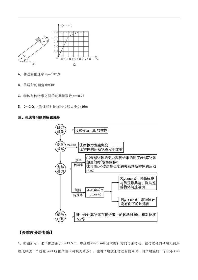 专题18传送带模型（原卷版）_4.2025物理总复习_2023年新高复习资料_一轮复习_2023届高三物理一轮复习多维度导学与分层专练