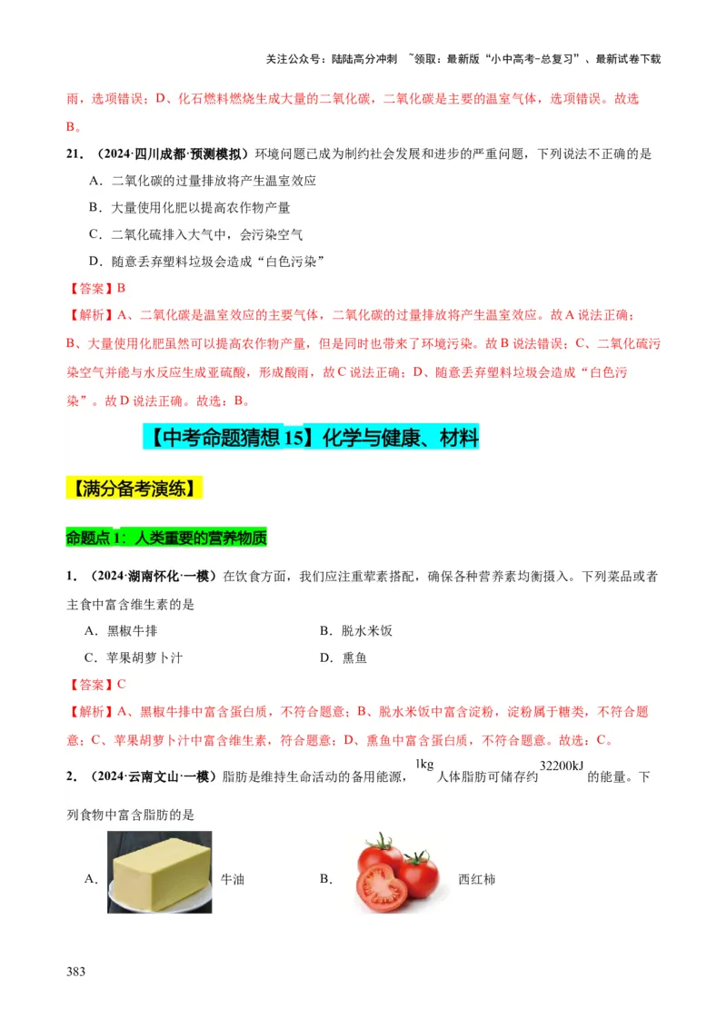 化学-2024年中考考前最后一课_02中考总复习（2026版更新中）_05-化学-中考总复习_2024年中考复习资料_三轮复习