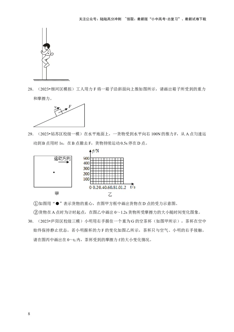 作图题01受力分析类（原卷版）_02中考总复习（2026版更新中）_04-物理-中考总复习_2024年中考复习资料_二轮复习_（讲义+练习）2024年中考物理二轮题型专项复习