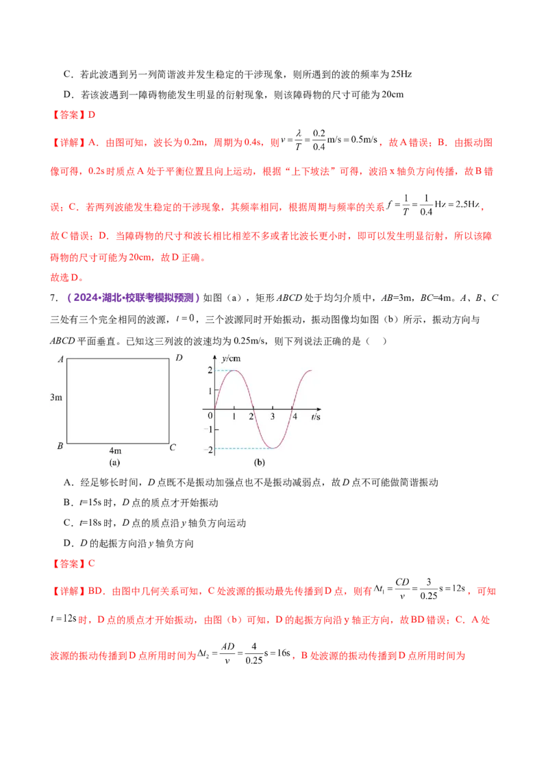 模块五机械振动与机械波、光学、电磁波综合测试卷（解析版）_4.2025物理总复习_2024年新高考资料_2.2024二轮复习_2024年高考物理二轮复习讲练测（新教材新高考）