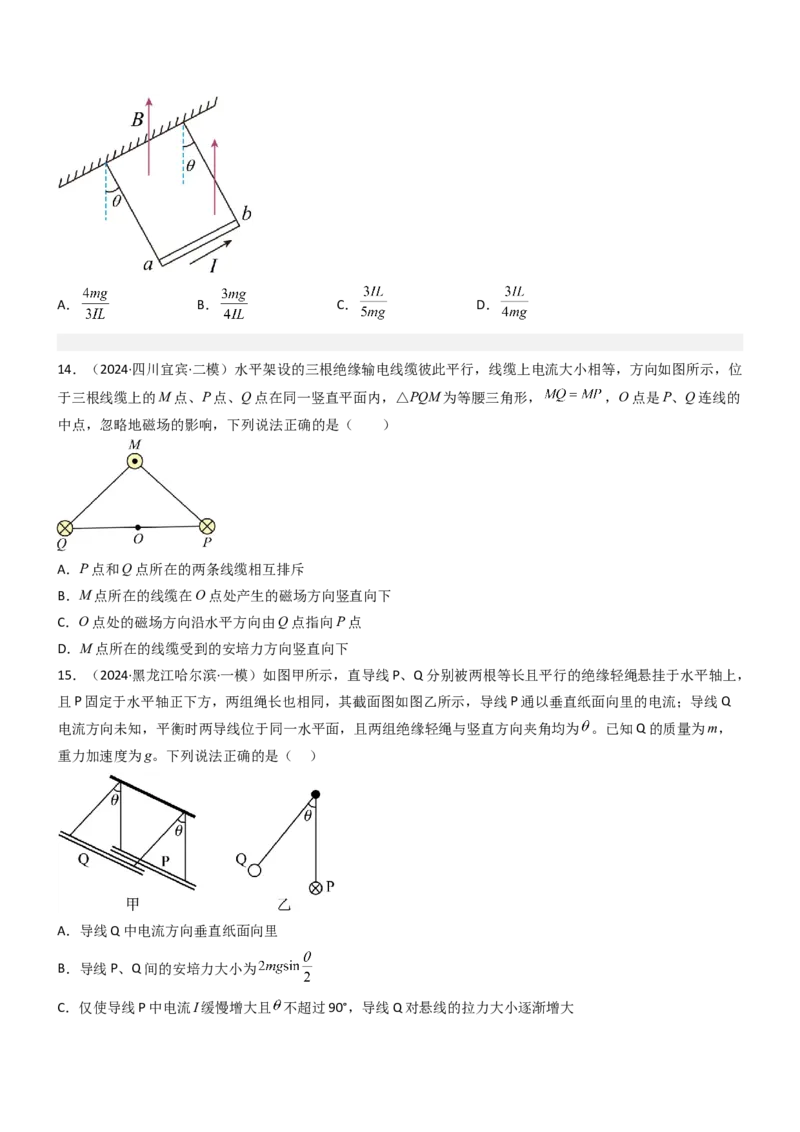 压轴题06安培力（原卷版）_4.2025物理总复习_2024年新高考资料_5.2024三轮冲刺_2024年高考物理压轴题专项训练（新高考通用）
