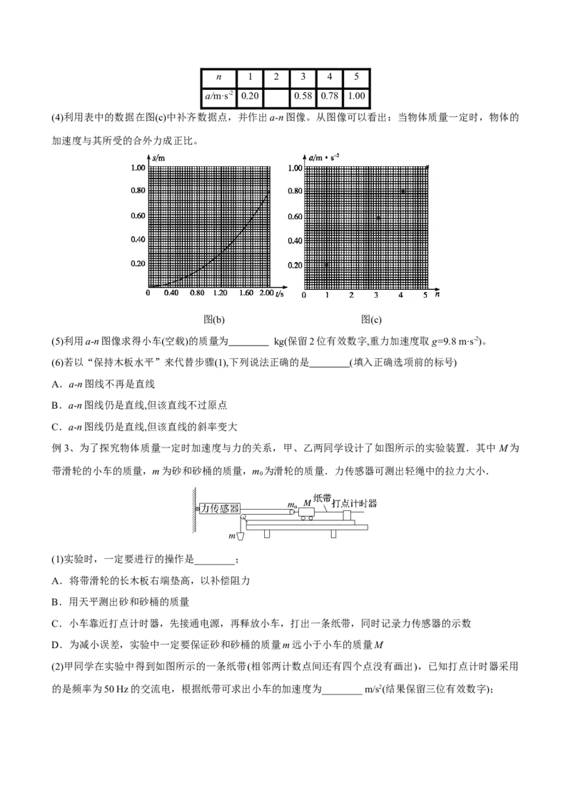 第五讲探究加速度与物体受力、物体质量的关系（原卷版）_4.2025物理总复习_2023年新高复习资料_一轮复习_2023年高三物理一轮复习精讲精练278111462_第三章牛顿运动定律
