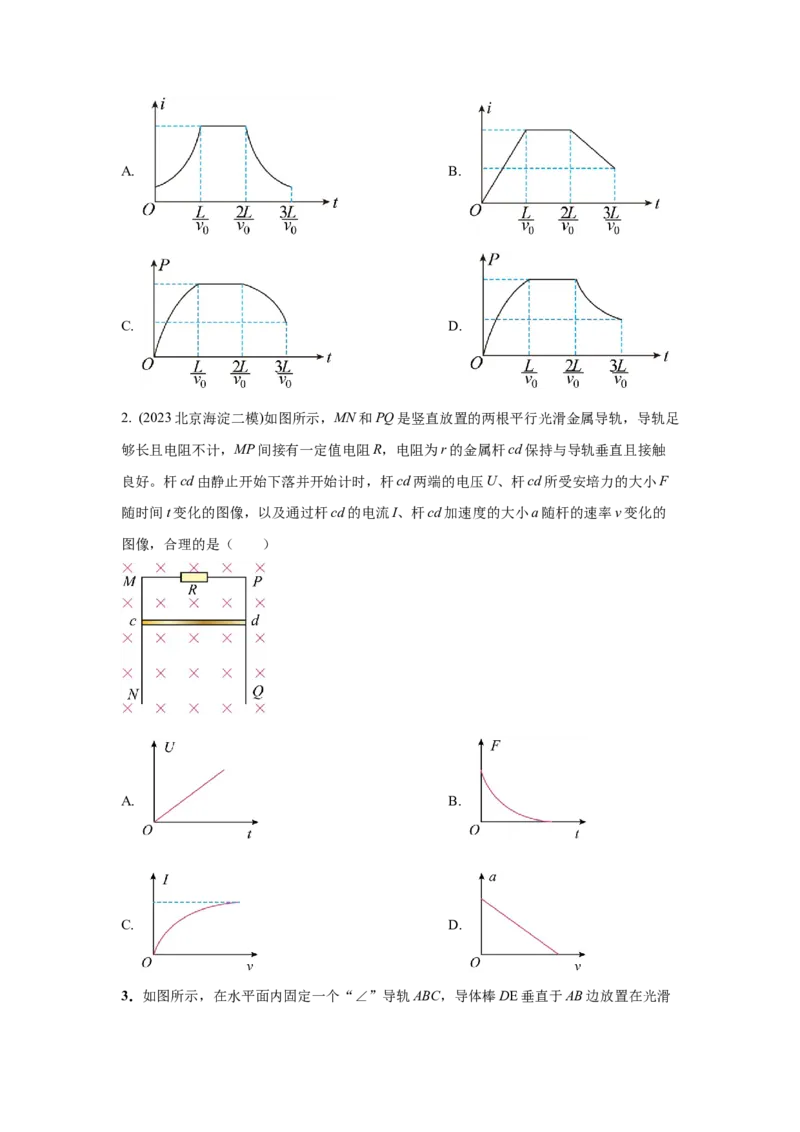 模型63电磁感应+图像模型（原卷版）-2024高考物理二轮复习80模型最新模拟题专项训练_4.2025物理总复习_2024年新高考资料_2.2024二轮复习_2024高考物理二轮复习80模型最新模拟题专项训练