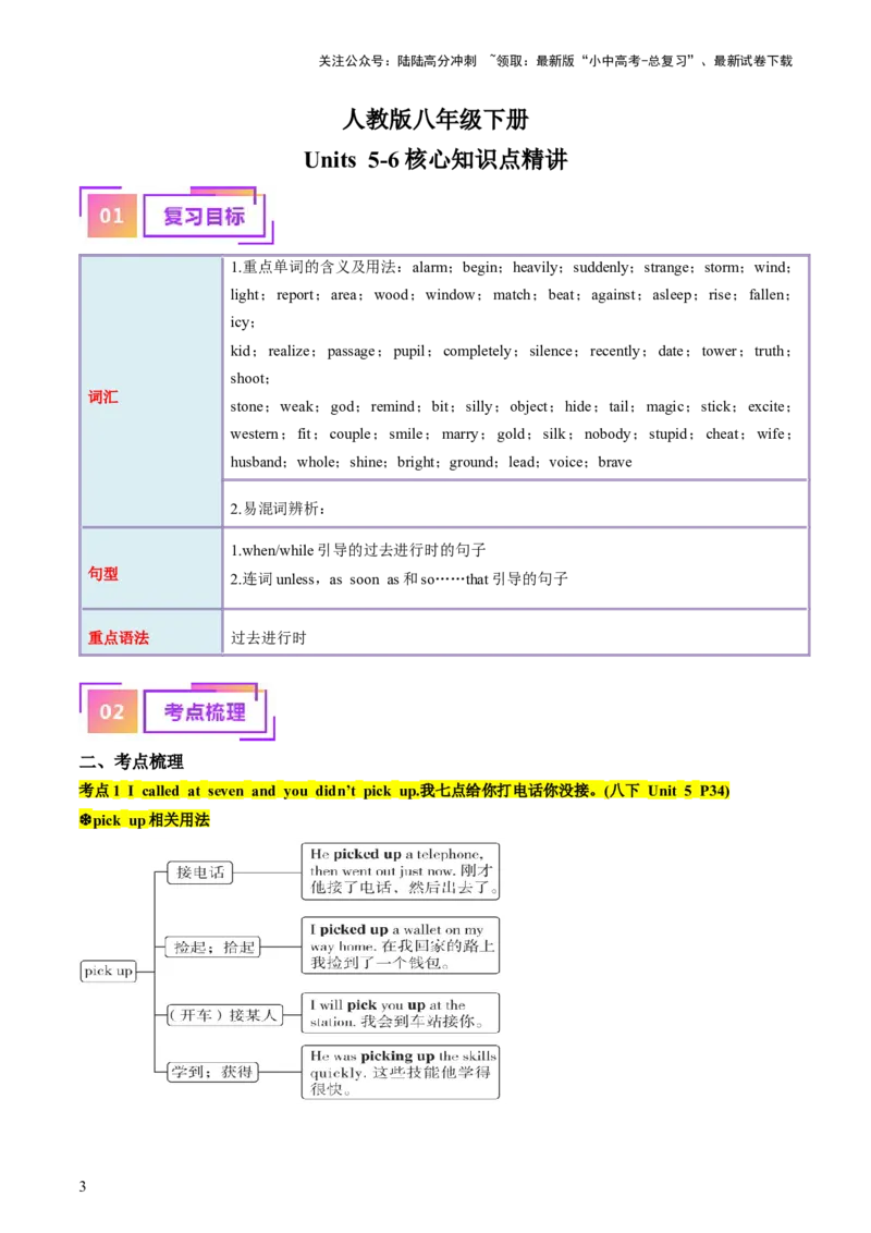 八下Units5-6（讲义）-备战2024年中考英语一轮复习教材梳理（人教版）（学生版）_02中考总复习（2026版更新中）_03-英语-中考总复习_2024年中考复习资料_一轮复习