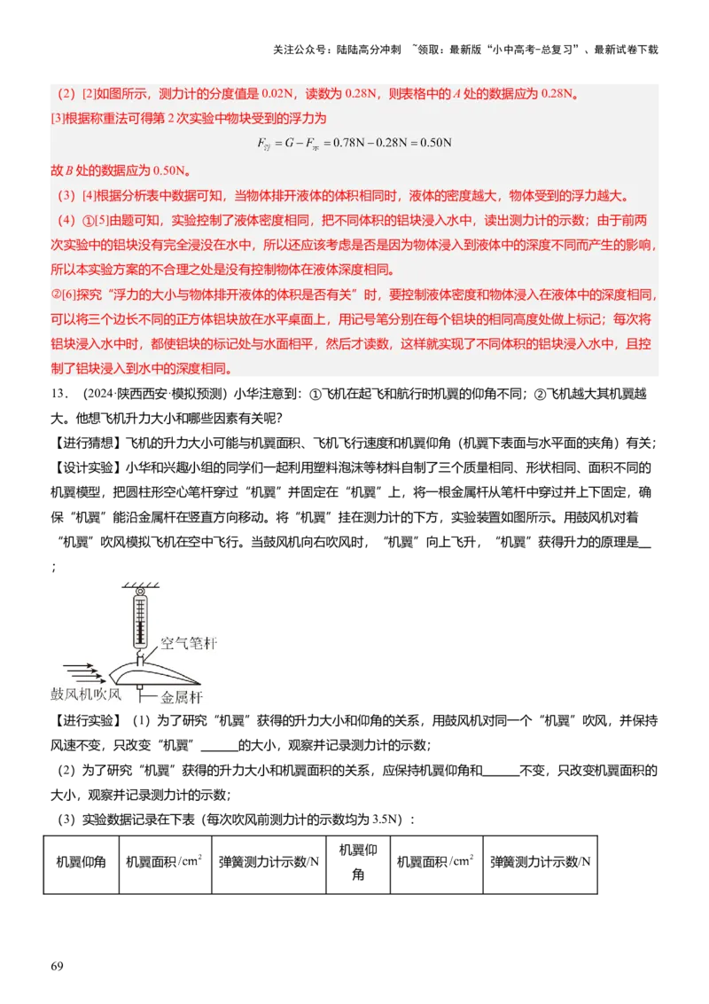 压轴题09压强与浮力实验题（解析版）_02中考总复习（2026版更新中）_04-物理-中考总复习_2024年中考复习资料_三轮复习_2024年中考物理压轴题专项训练（全国通用）