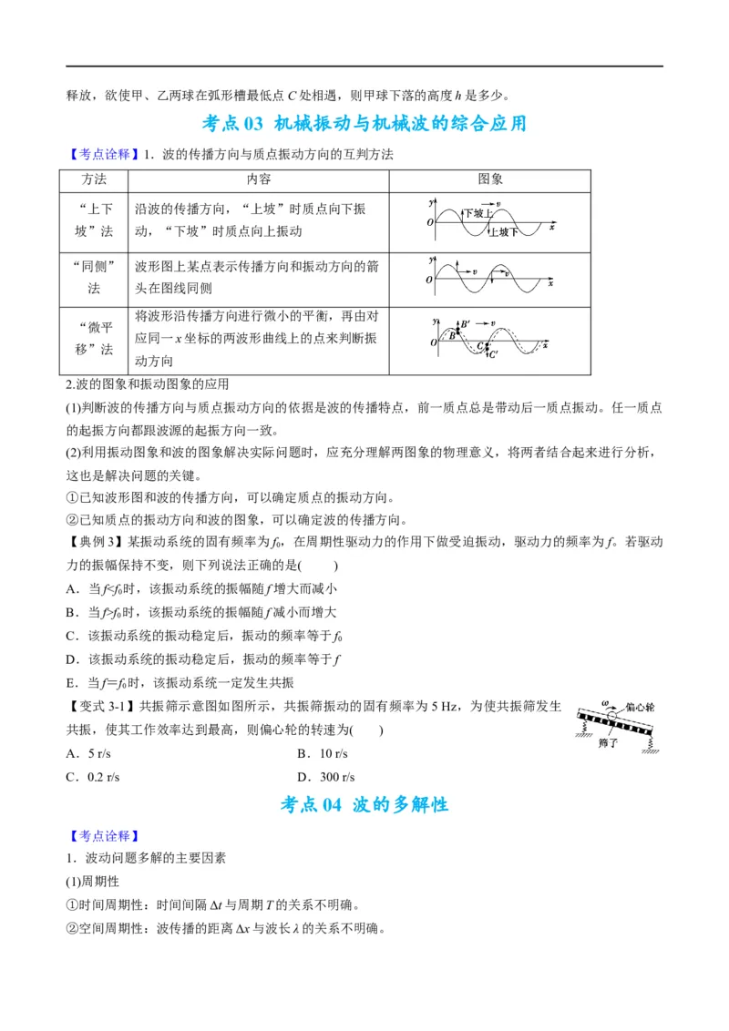 专题14振动和波（原卷版）_4.2025物理总复习_赠品通用版（老高考）复习资料_二轮复习_2023年高考物理毕业班二轮热点题型归纳与变式演练（全国通用）