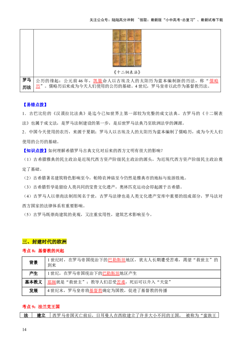 主题11+古代世界（历史时空+热词背诵+考点梳理+素养导向+命题预测）-2025年中考历史一轮知识点梳理_02中考总复习（2026版更新中）_06-历史-中考总复习_2025年中考复习资料