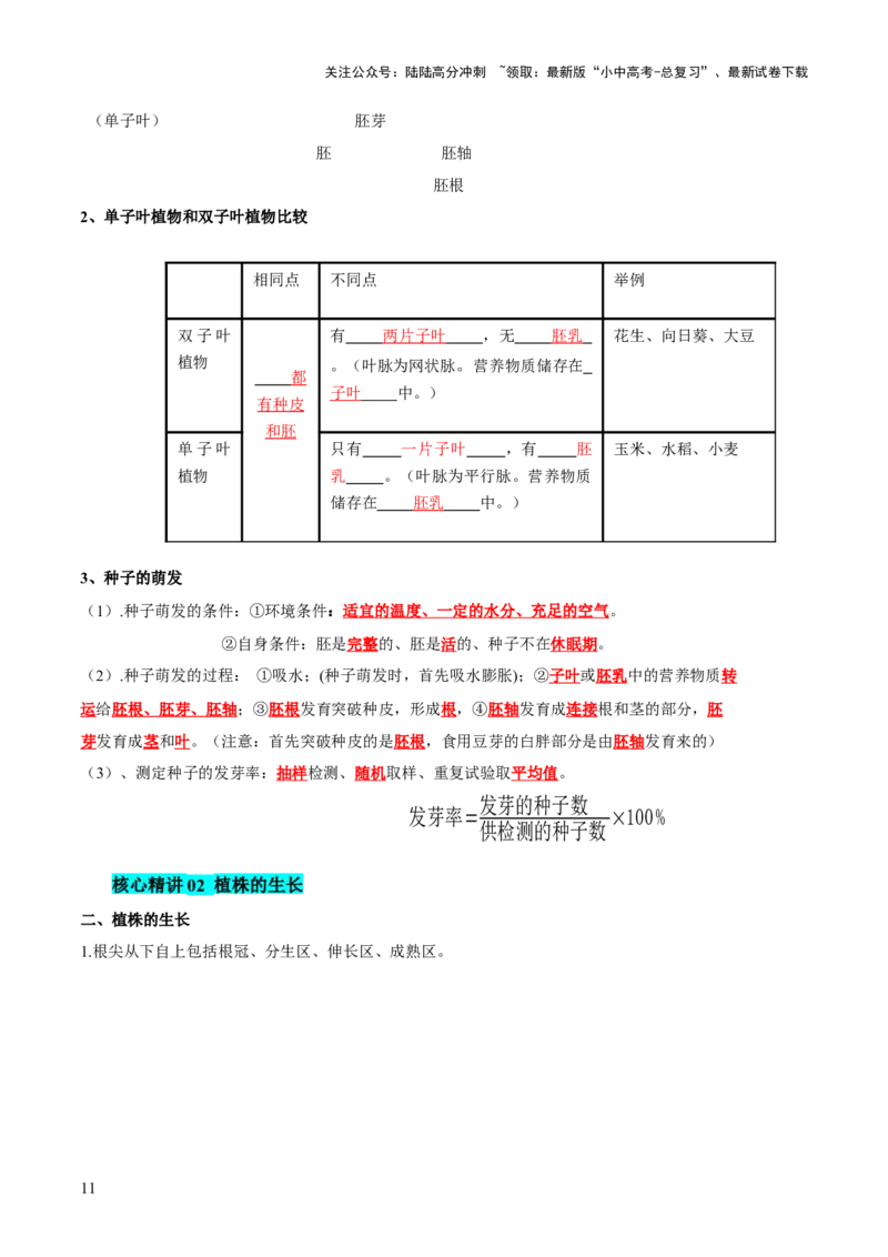 主题四植物的生活（讲练）（原卷版）_02中考总复习（2026版更新中）_08-生物-中考总复习_2025中考复习资料_2025中考二轮课件ppt+讲义+练习生物_讲义+练习