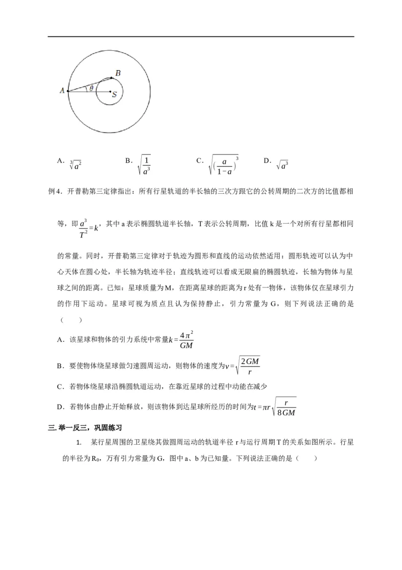 第22讲开普勒三大定律应用（原卷版）_4.2025物理总复习_2023年新高复习资料_专项复习_2023届高三物理高考复习101微专题模型精讲精练