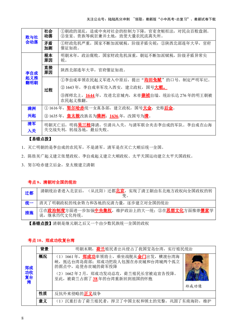 主题05++明清时期+（历史时空+热词背诵+考点梳理+素养导向+命题预测）-2025年中考历史一轮知识点梳理_02中考总复习（2026版更新中）_06-历史-中考总复习_2025年中考复习资料