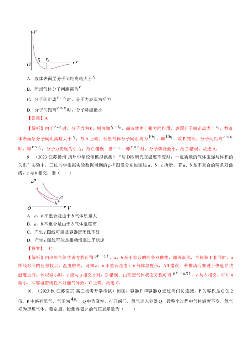 押江苏卷4题热学（解析版）_4.2025物理总复习_2024年新高考资料_5.2024三轮冲刺_备战2024年高考物理临考题号押题（江苏卷）322751514
