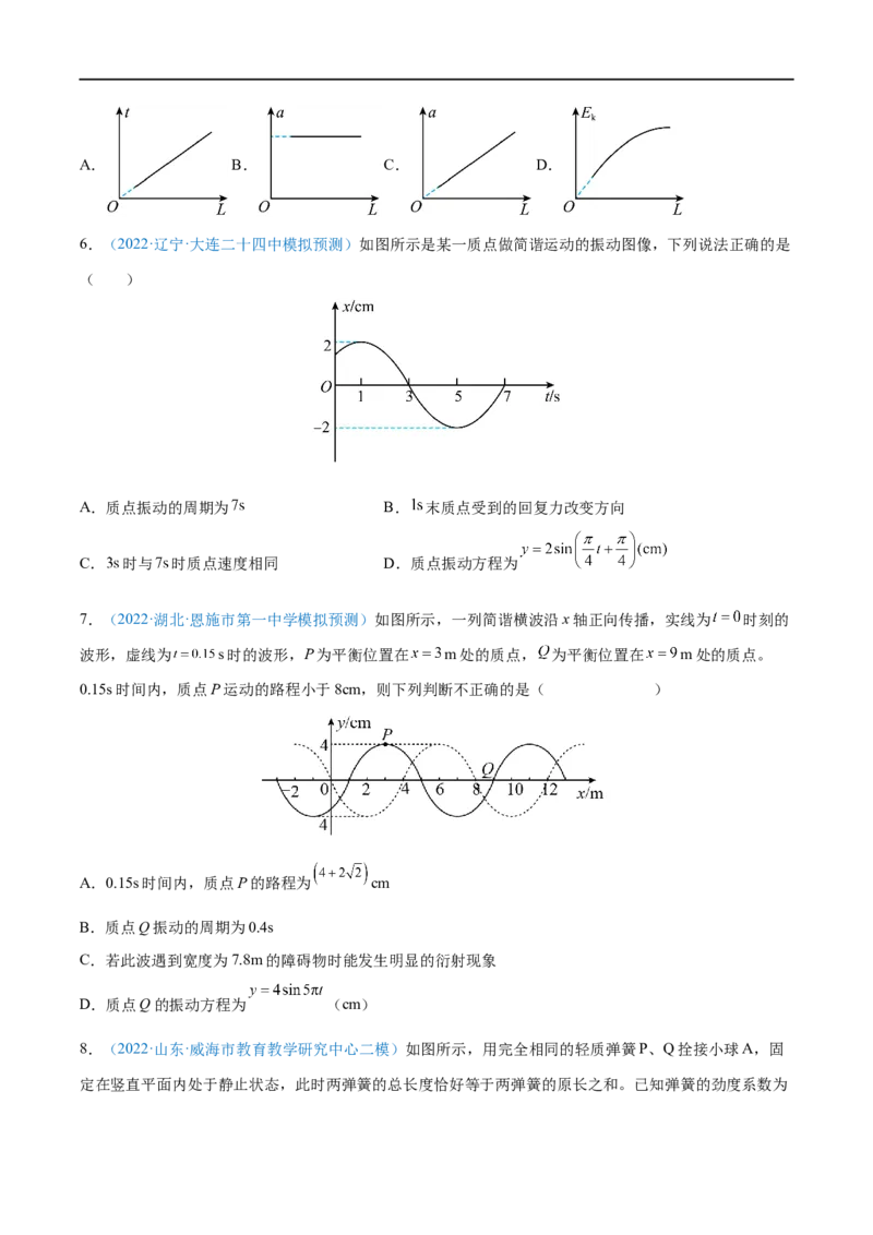 专题29机械振动&mdash;&mdash;全攻略备战2023年高考物理一轮重难点复习（原卷版）_4.2025物理总复习_2023年新高复习资料_一轮复习_全攻略备战2023年高考物理一轮重难点复习