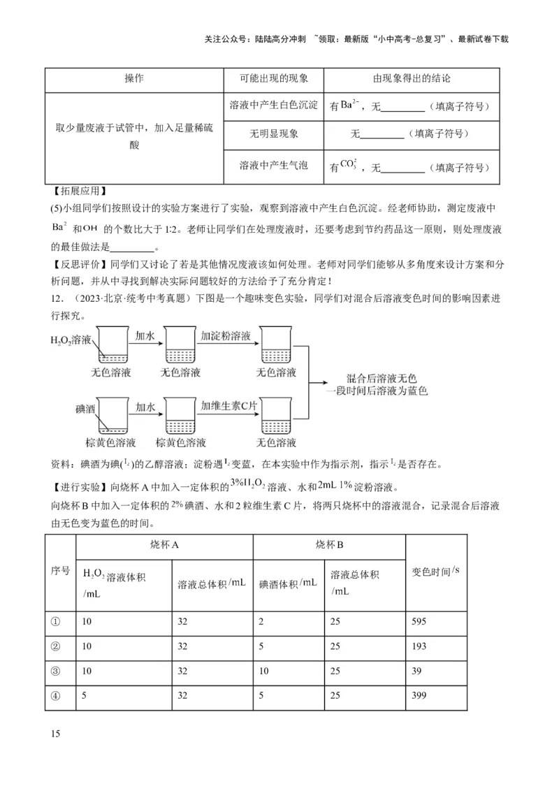 微专题11实验探究-备战2024年中考化学一轮复习考点帮（人教版）（原卷版）_02中考总复习（2026版更新中）_05-化学-中考总复习_2024年中考复习资料_一轮复习资料_微专题突破
