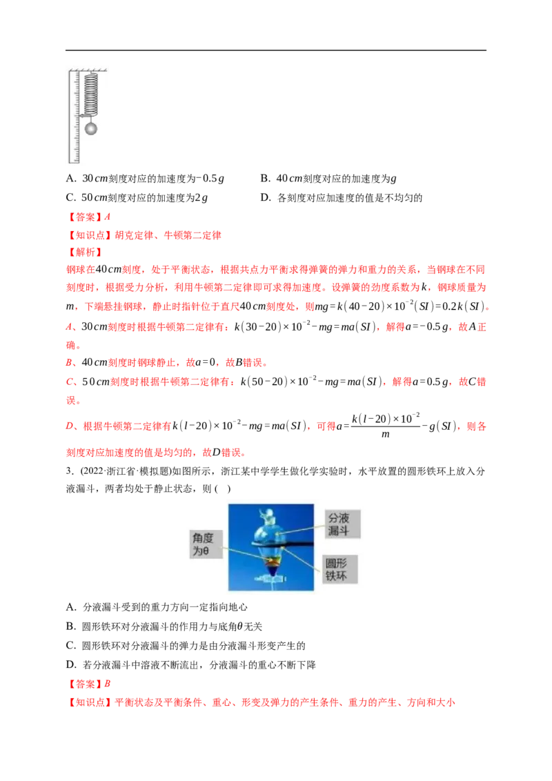 第01练　重力与弹力　摩擦力（解析版）_4.2025物理总复习_2023年新高复习资料_一轮复习_2023年高考物理一轮复习小题多维练（新高考专用）_第二章　相互作用_第01练重力与弹力　摩擦力