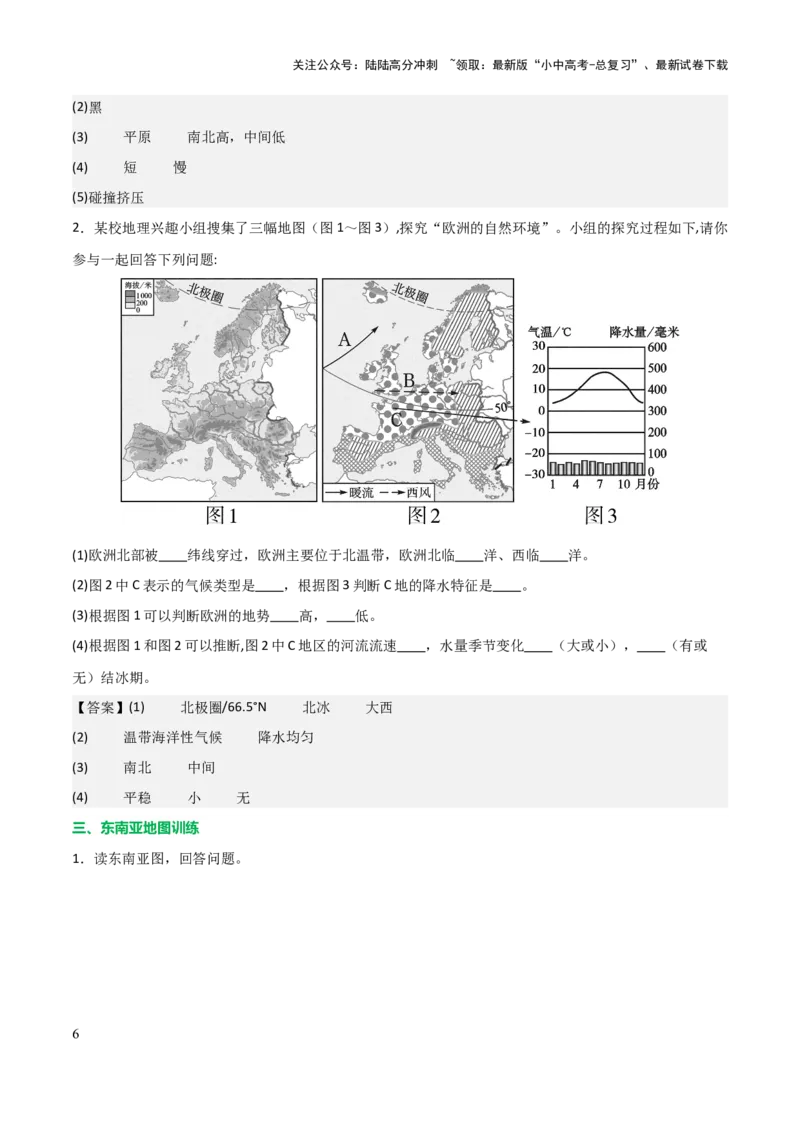 初中地理填图训练（世界地理二）-2025年中考地理知识点梳理_02中考总复习（2026版更新中）_09-地理-中考总复习_2025中考地理复习资料_2025年中考地理知识点_填图训练