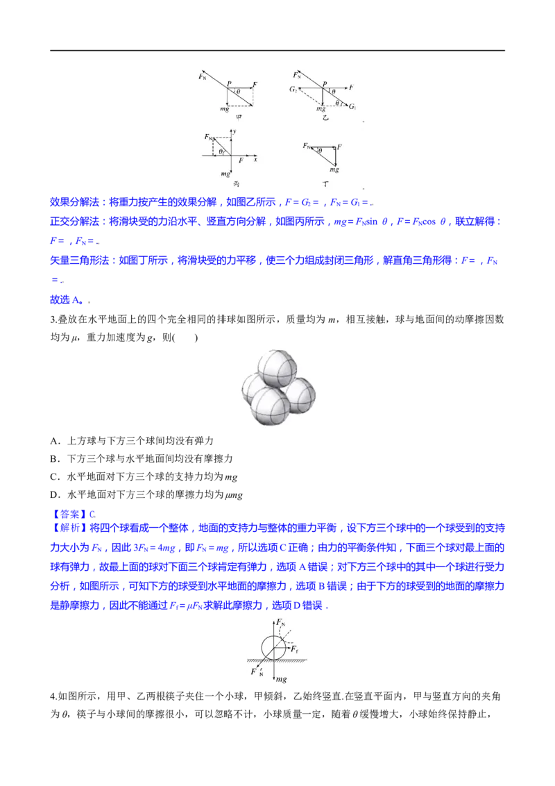 第06练受力分析共点力平衡-2023年高考物理一轮复习小题多维练（全国通用）（解析版）_4.2025物理总复习_赠品通用版（老高考）复习资料_一轮复习