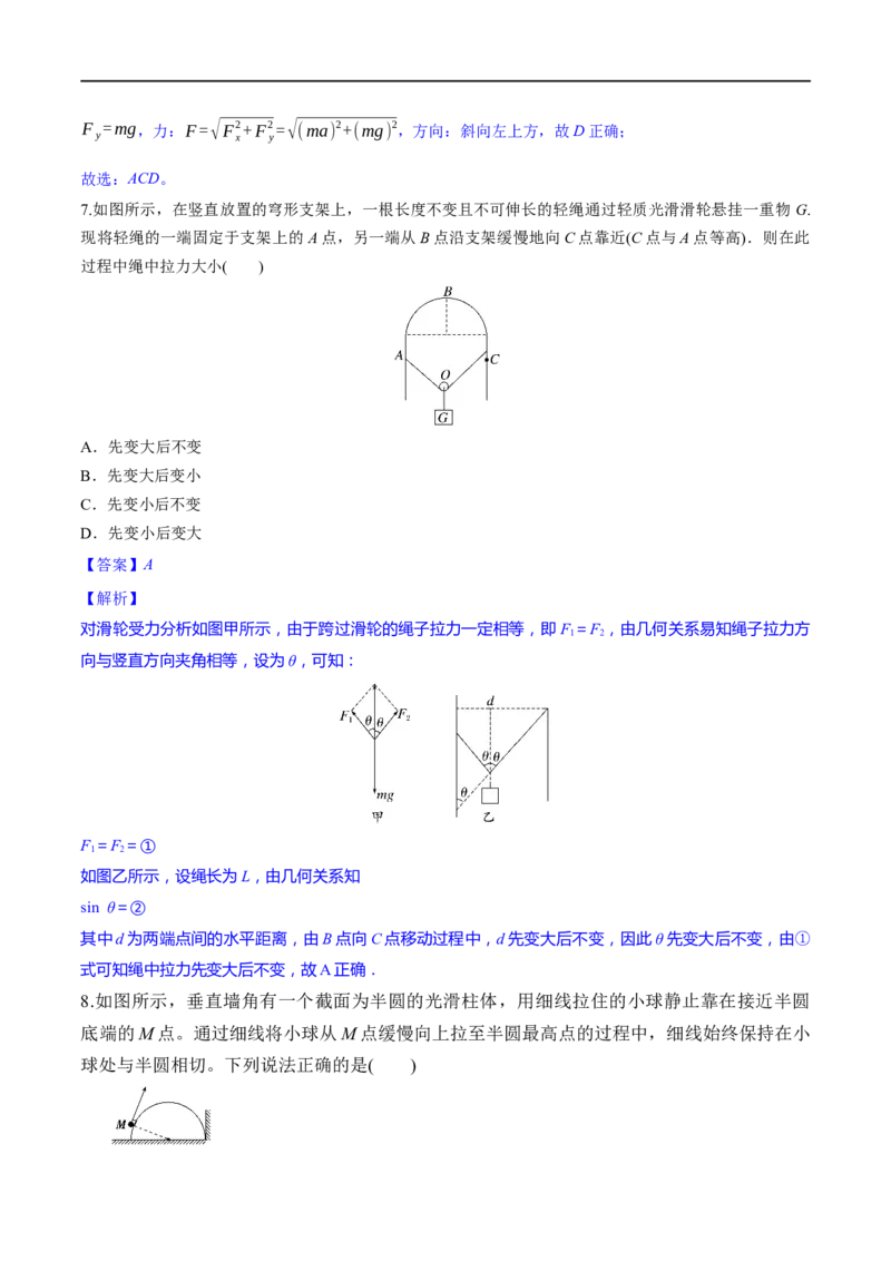 第06练受力分析共点力平衡-2023年高考物理一轮复习小题多维练（全国通用）（解析版）_4.2025物理总复习_赠品通用版（老高考）复习资料_一轮复习
