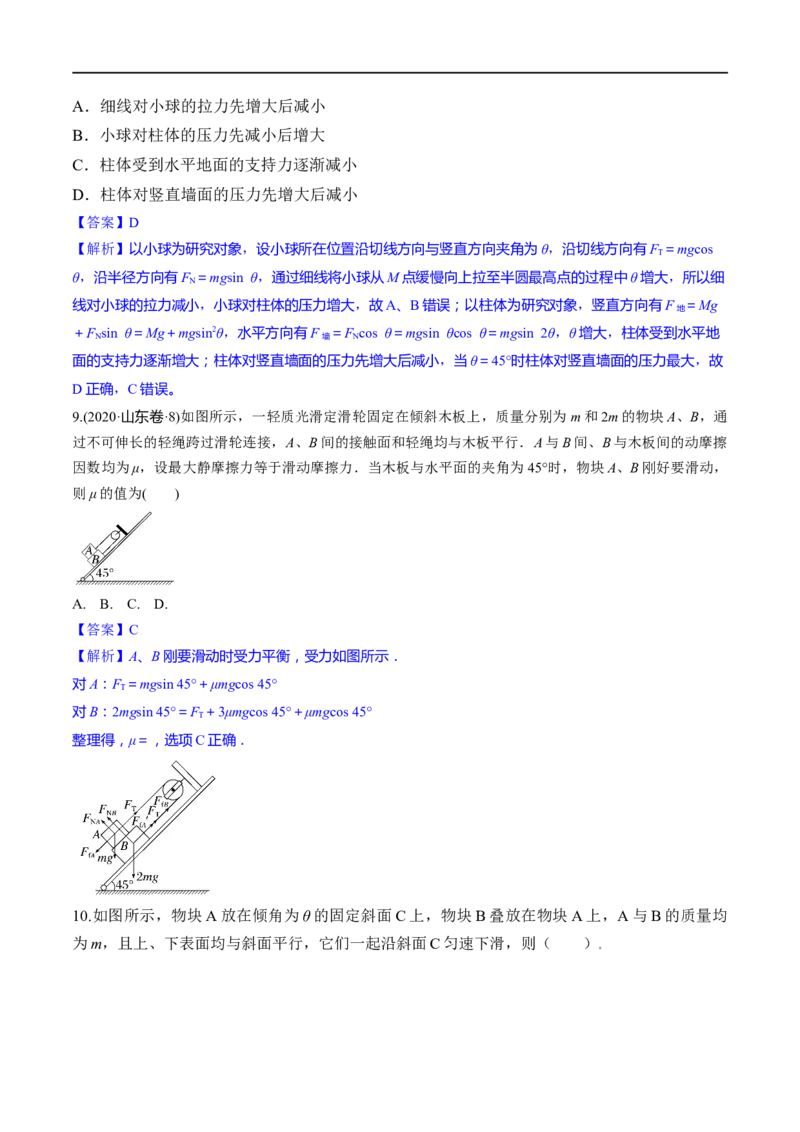 第06练受力分析共点力平衡-2023年高考物理一轮复习小题多维练（全国通用）（解析版）_4.2025物理总复习_赠品通用版（老高考）复习资料_一轮复习